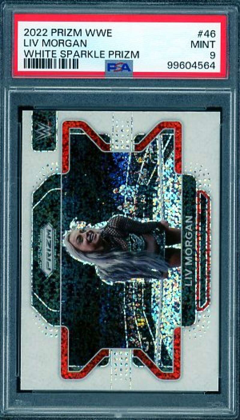 Liv Morgan Card 2022 Prizm WWE White Sparkle Prizm (pop 3) #46 PSA 9 Image 1