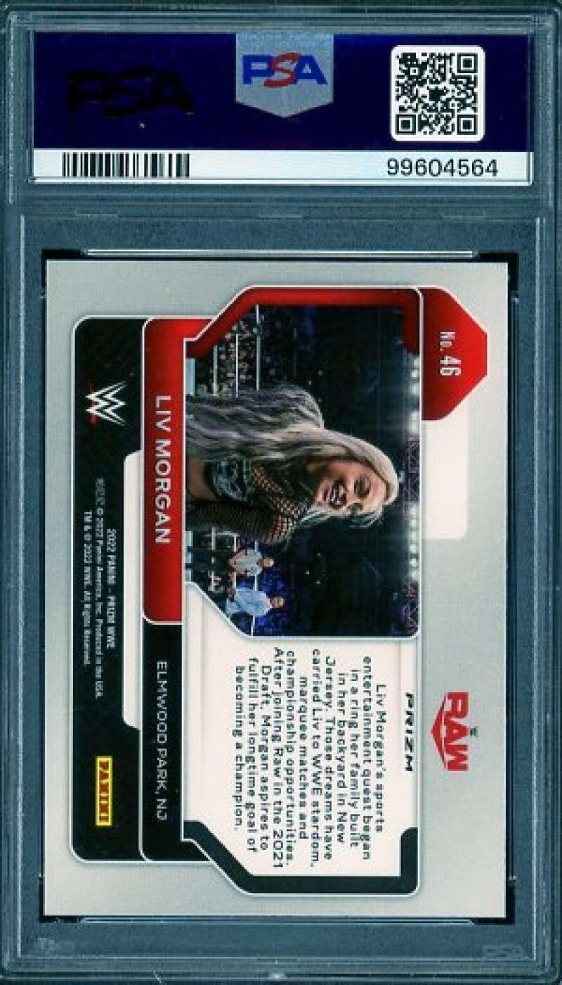 Liv Morgan Card 2022 Prizm WWE White Sparkle Prizm (pop 3) #46 PSA 9 Image 2