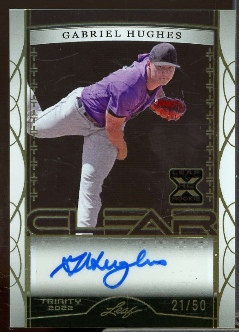 Gabriel Hughes Rookie Card 2022 Leaf Trinity Clear Autographs Gold Foil #CAGH2  Image 1