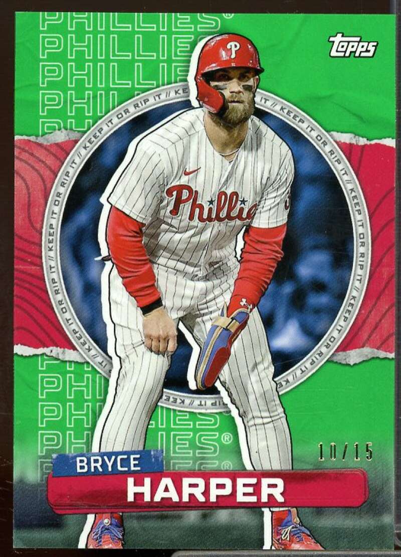 Bryce Harper Card 2023 Topps Rip Green Already Ripped #31  Image 1