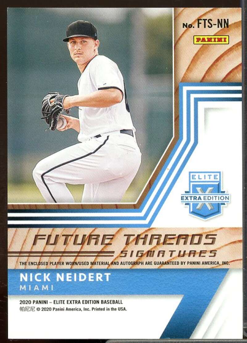 Nick Neidert Rookie 2020 Elite Extra Edition Future Threads Signatures Red #6  Image 2