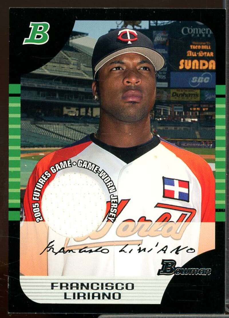 Francisco Liriano Rookie Card 2005 Bowman Draft Futures Game Jersey Relic #121  Image 1