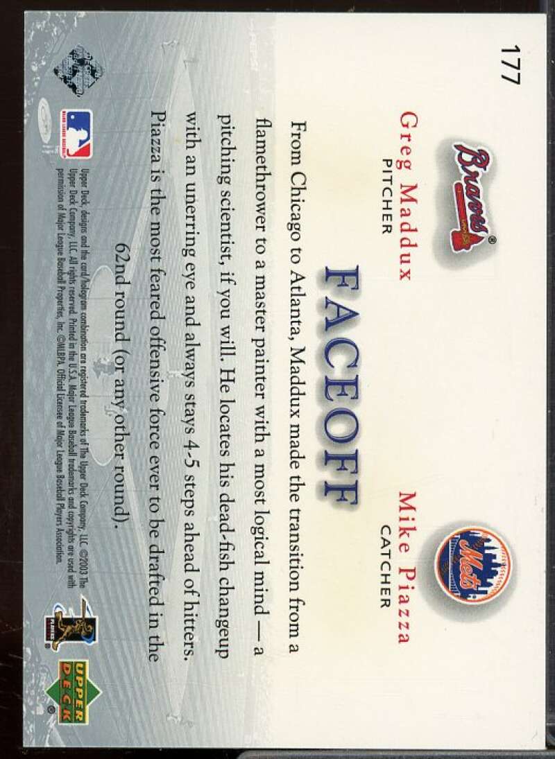 G.Maddux/M.Piazza Card 2003 Upper Deck Game Face #177  Image 2