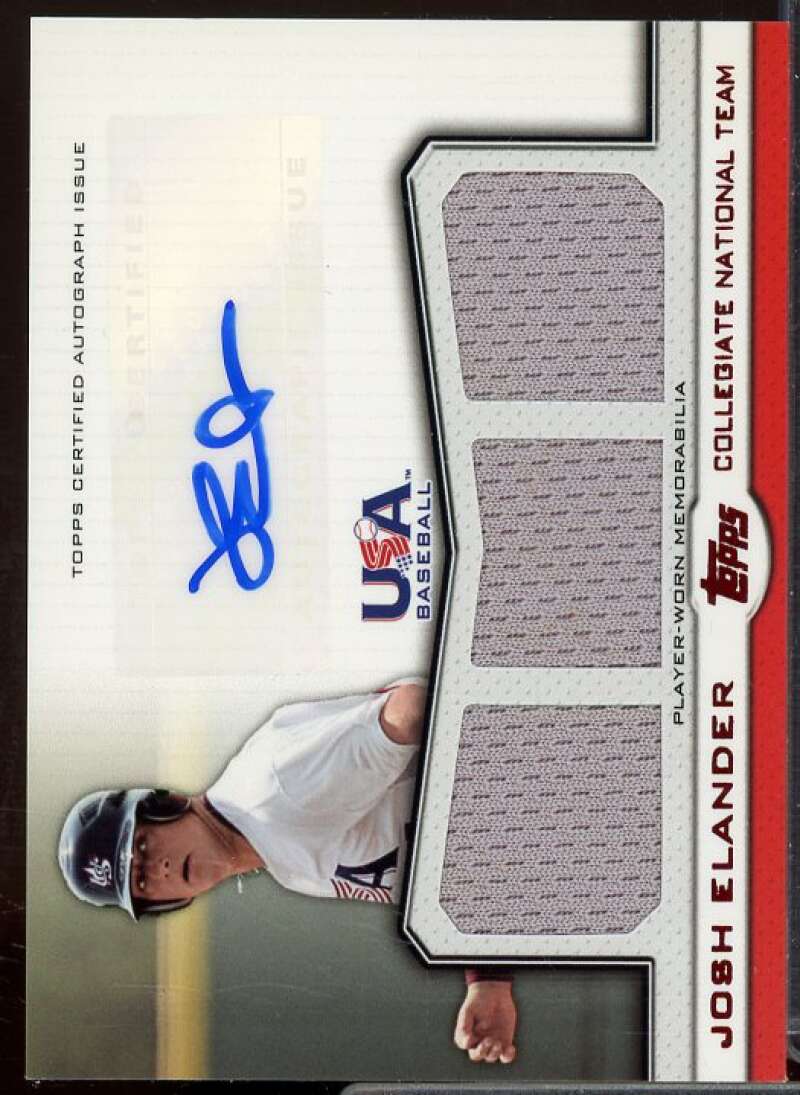 Josh Elander Card 2011 USA Baseball Triple Jersey Autographs Red #JE  Image 1