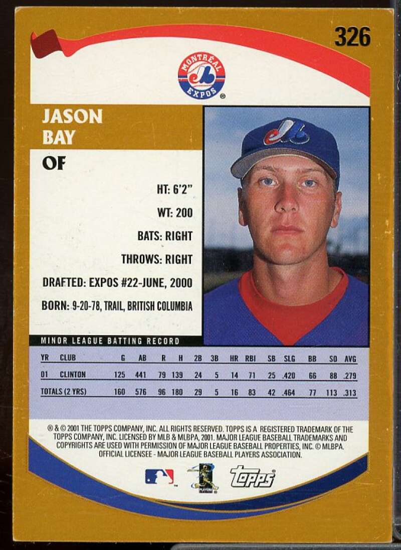 Jason Bay PROS Rookie In Person Autograph Card 2002 Topps #326  Image 2