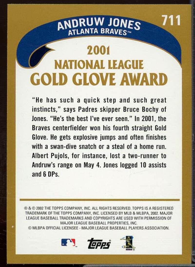 Andruw Jones GG In Person Autograph Card 2002 Topps #711  Image 2