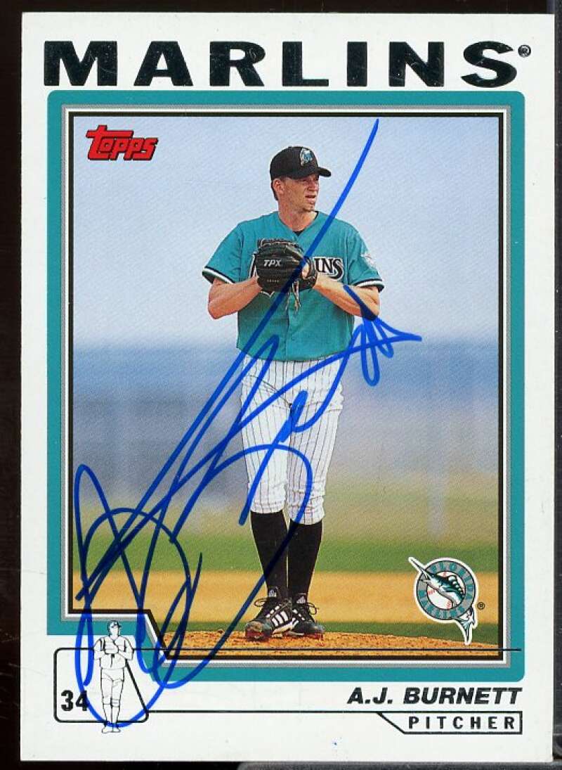 A.J. Burnett In Person Autograph Card 2004 Topps #485  Image 1