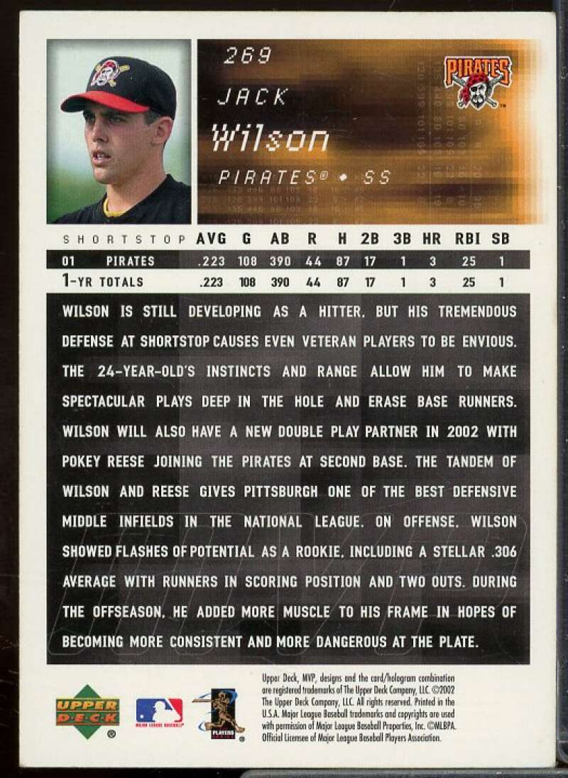 Jack Wilson In Person Autograph Card 2002 Upper Deck MVP #269  Image 2