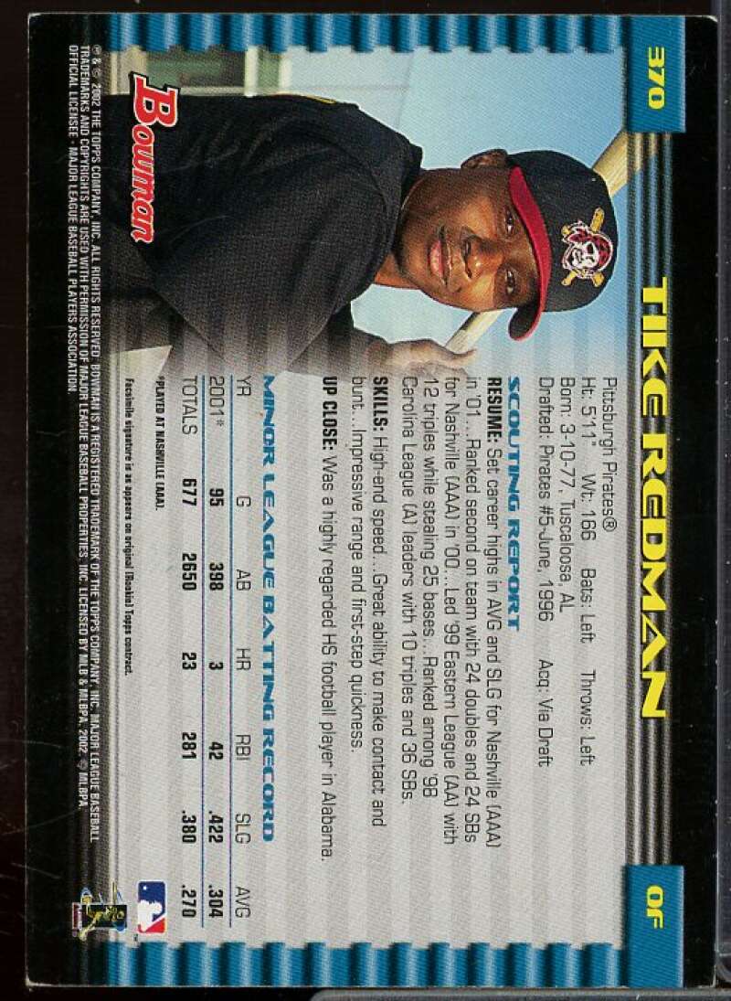 Tike Redman In Person Autograph Card 2002 Bowman #370  Image 2