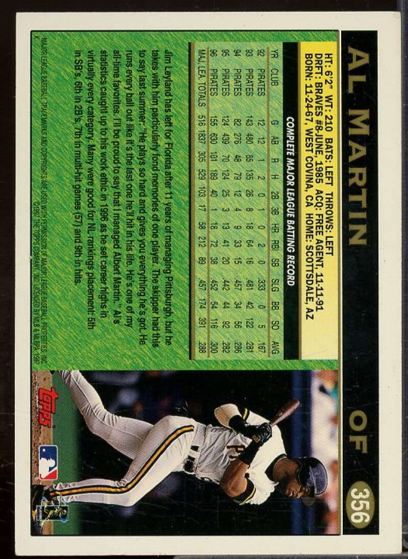 Al Martin In Person Autograph Card 1997 Topps #356  Image 2