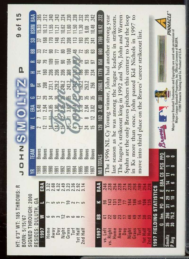 John Smoltz In Person Autograph Card 1998 Braves Score #9  Image 2