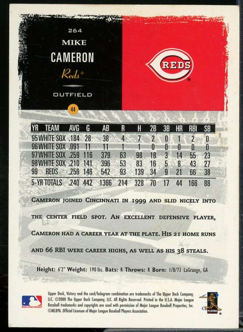 Mike Cameron In Person Autograph Card 2000 Upper Deck Victory #264  Image 2