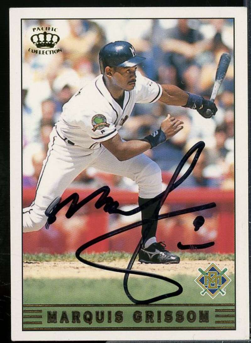 Marquis Grissom In Person Autograph Card 1999 Pacific Crown Collection #150  Image 1