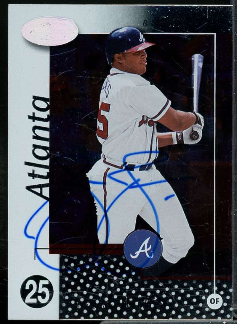 Andruw Jones In Person Autograph Card 2002 Leaf Certified #140  Image 1