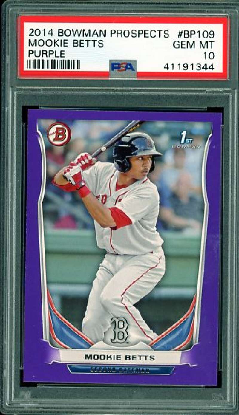Mookie Betts Rookie Card 2014 Bowman Prospects Purple #BP109 PSA 10 Image 1