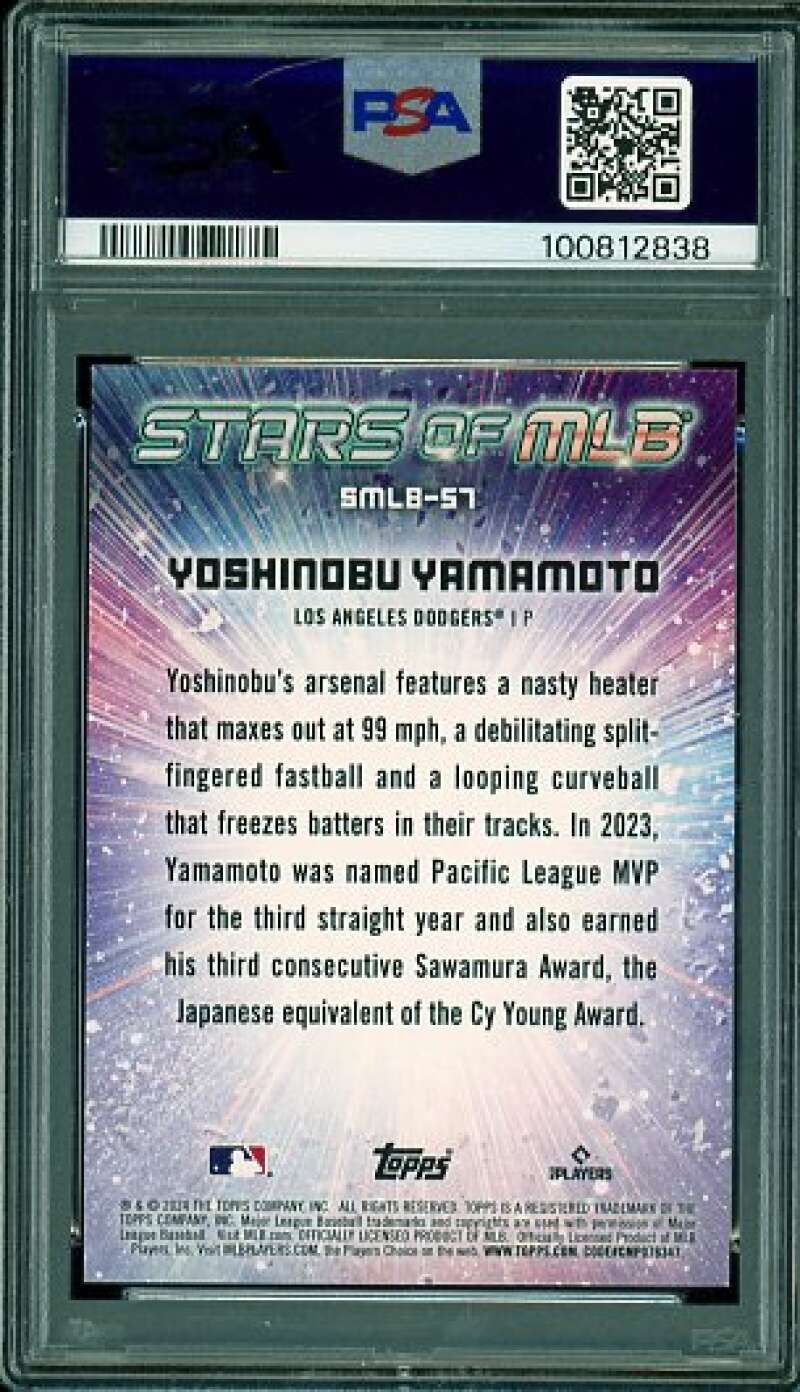 Yoshinobu Yamamoto Rookie Card 2024 Topps Stars Of MLB #SMLB57 PSA 9 Image 2