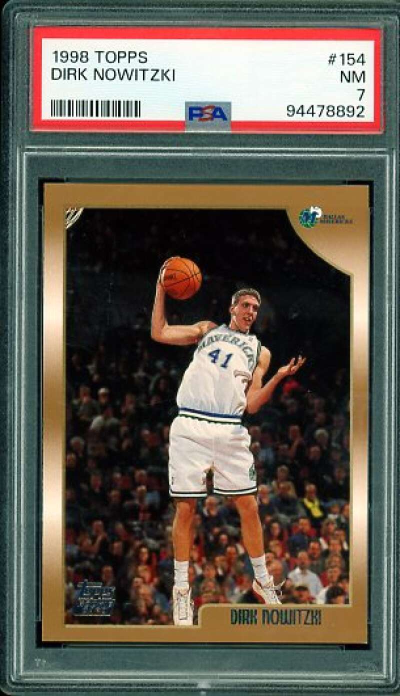 Dirk Nowitzki Rookie Card 1998-99 Topps #154 PSA 7 Image 1