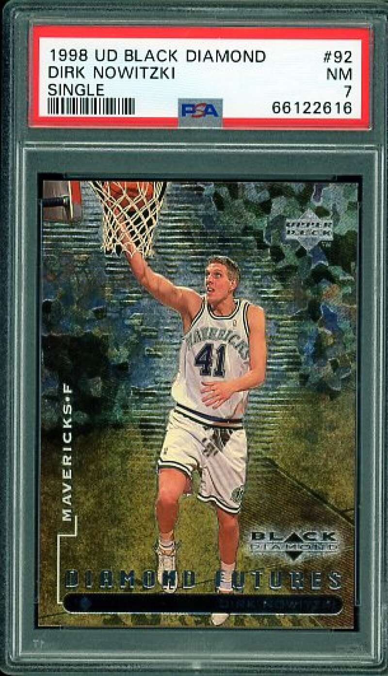 Dirk Nowitzki Rookie Card 1998-99 UD Black Diamond #92 PSA 7 Image 1