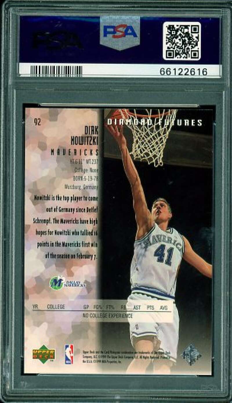 Dirk Nowitzki Rookie Card 1998-99 UD Black Diamond #92 PSA 7 Image 2