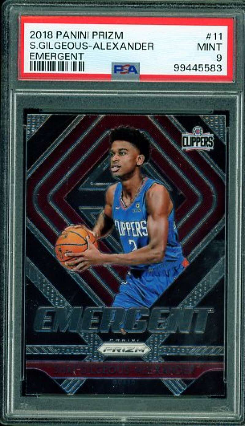 Shai Gilgeous-Alexander Rookie Card 2018-19 Panini Prizm Emergent #11 PSA 9 Image 1