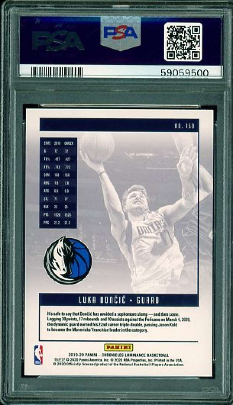 Luka Doncic Card 2019-20 Panini Chronicles #159 PSA 9 Image 2