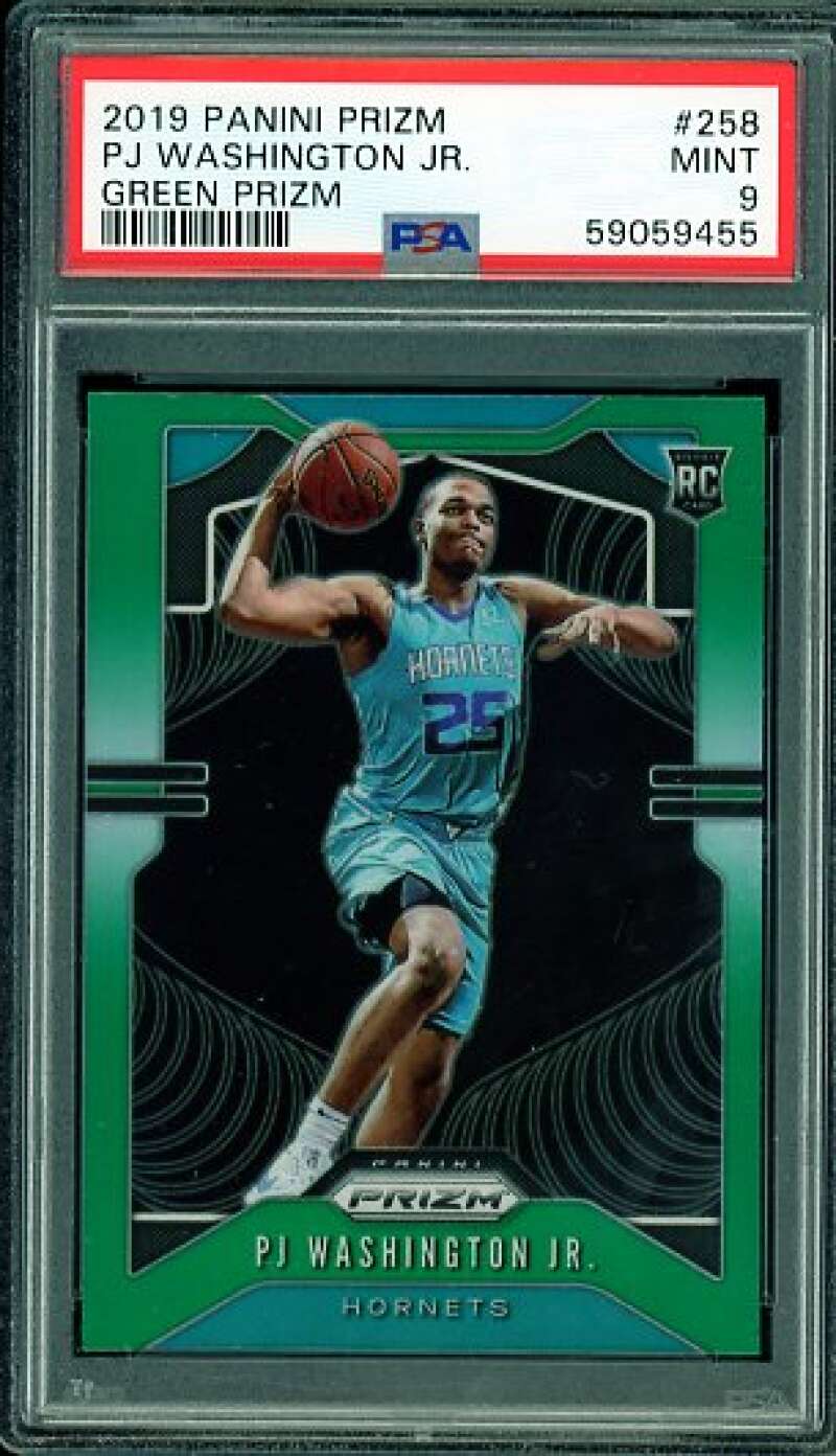 PJ Washington Jr. Rookie Card 2019-20 Panini Prizm Green Prizm #258 PSA 9 Image 1