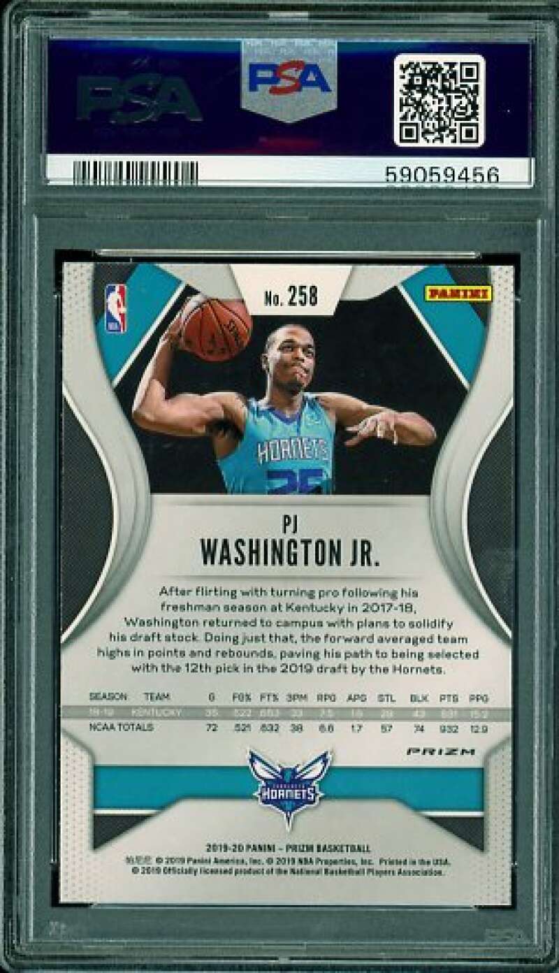 PJ Washington Jr. Rookie Card 2019-20 Panini Prizm Silver Prizm #258 PSA 9 Image 2