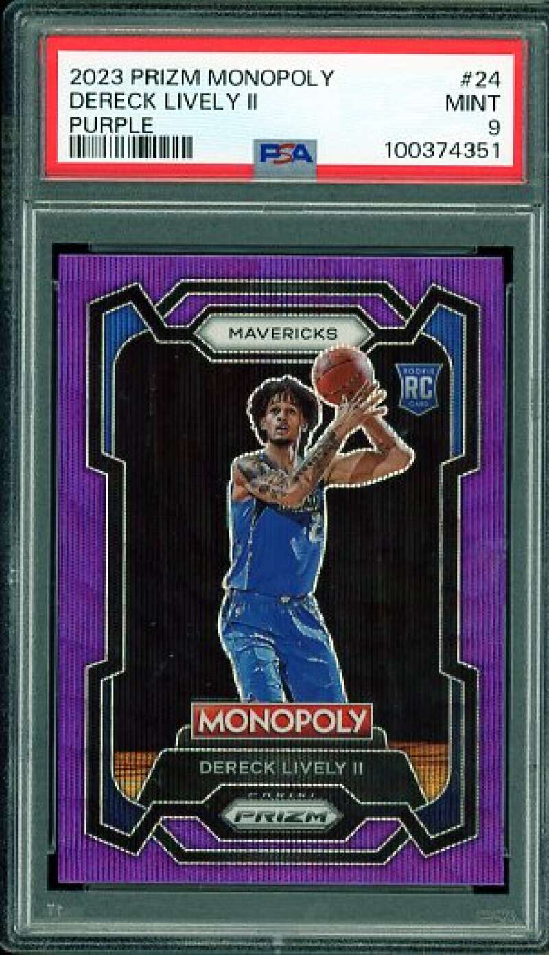 Dereck Lively II Rookie Card 2023-24 Prizm Monopoly Purple #24 PSA 9 Image 1