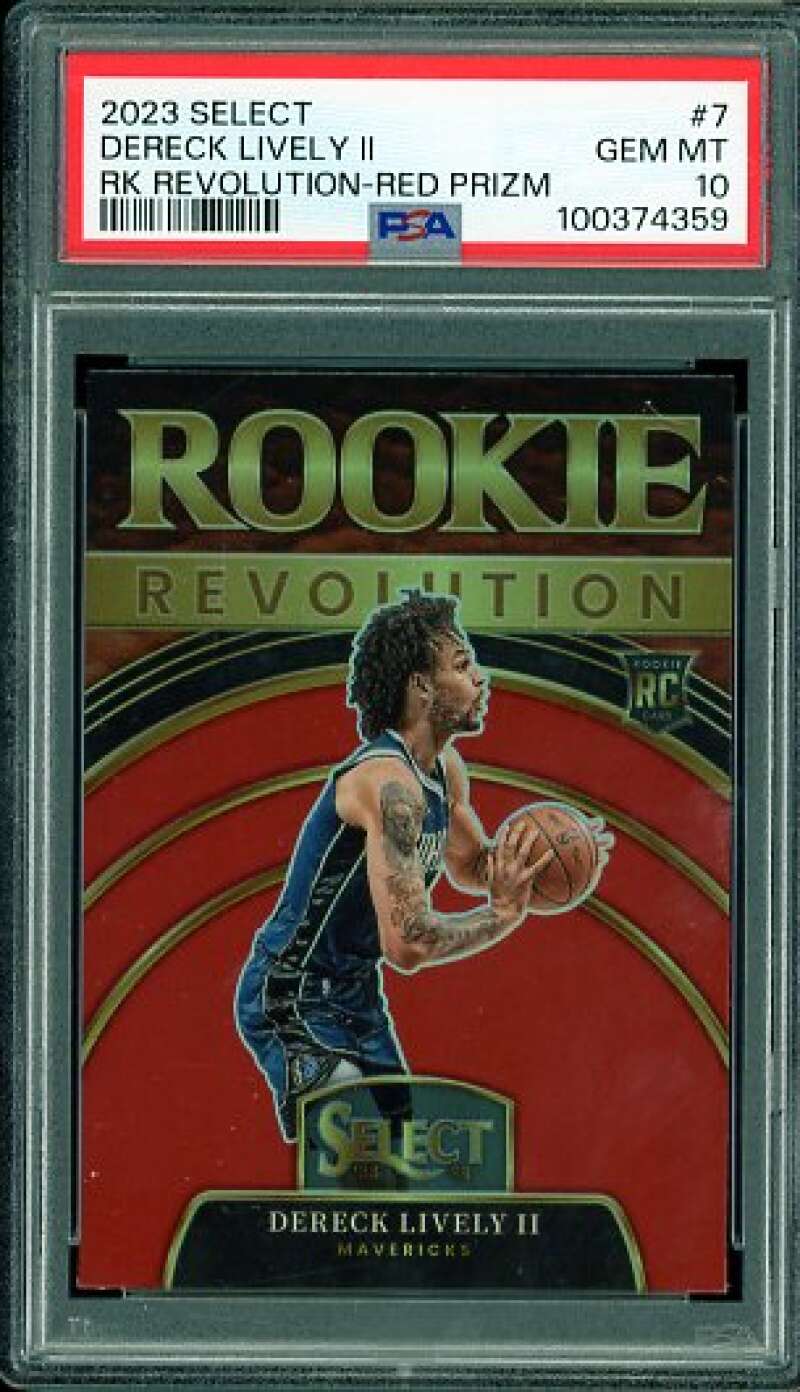 Dereck Lively II Rookie 2023-24 Select Rookie Revolution-Red Prizm #7 PSA 10 Image 1