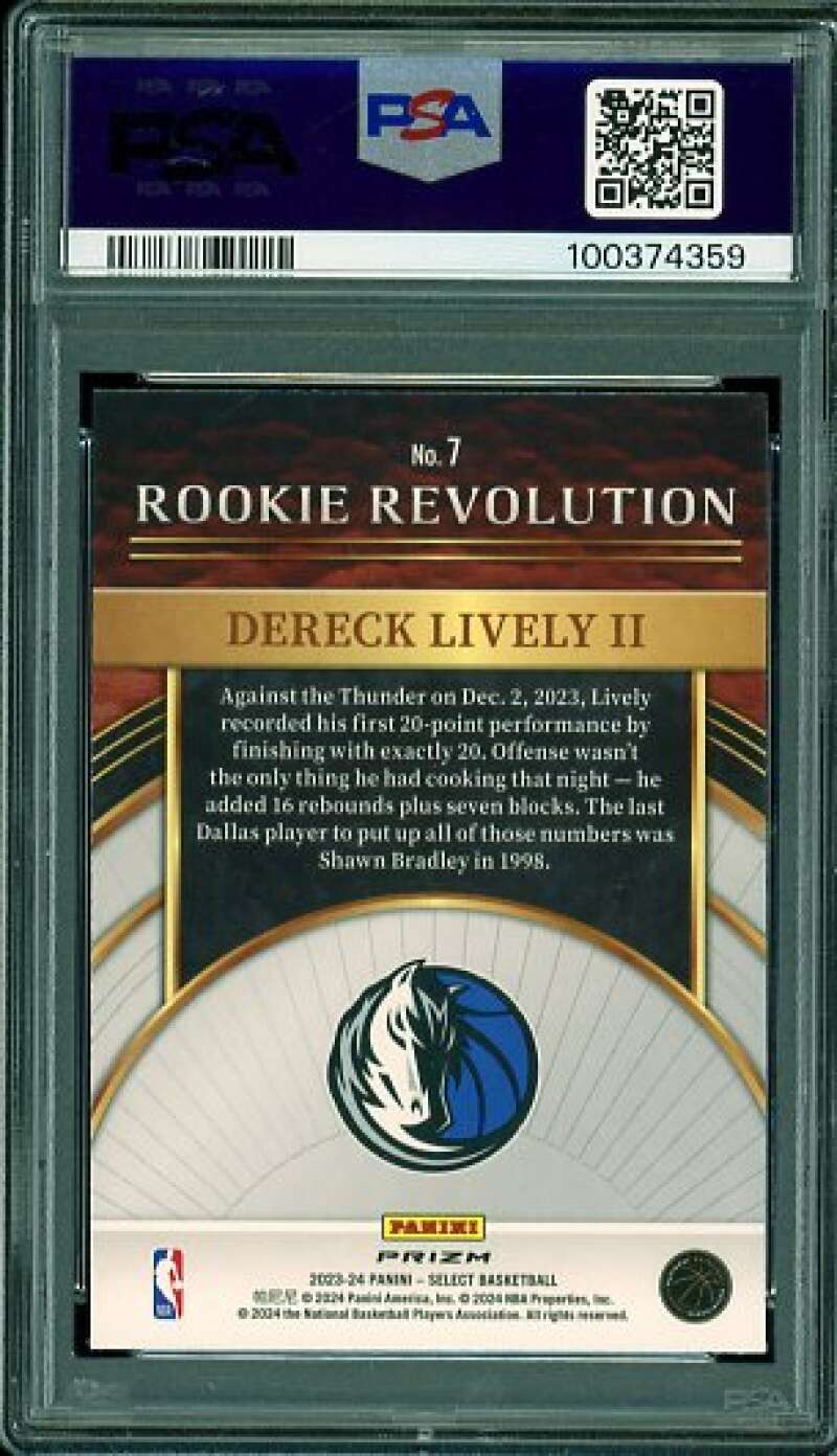 Dereck Lively II Rookie 2023-24 Select Rookie Revolution-Red Prizm #7 PSA 10 Image 2