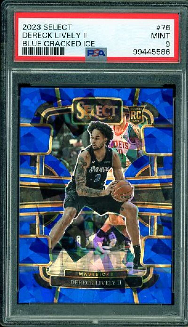 Dereck Lively II Rookie Card 2023 Select Blue Cracked Ice #76 PSA 9 Image 1