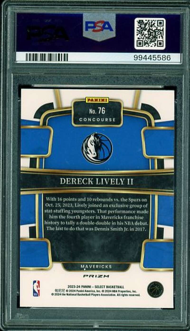 Dereck Lively II Rookie Card 2023 Select Blue Cracked Ice #76 PSA 9 Image 2