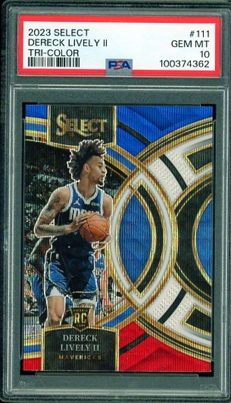 Dereck Lively II Rookie Card 2023 Select Tri-Color (pop 7) #111 PSA 10 Image 1