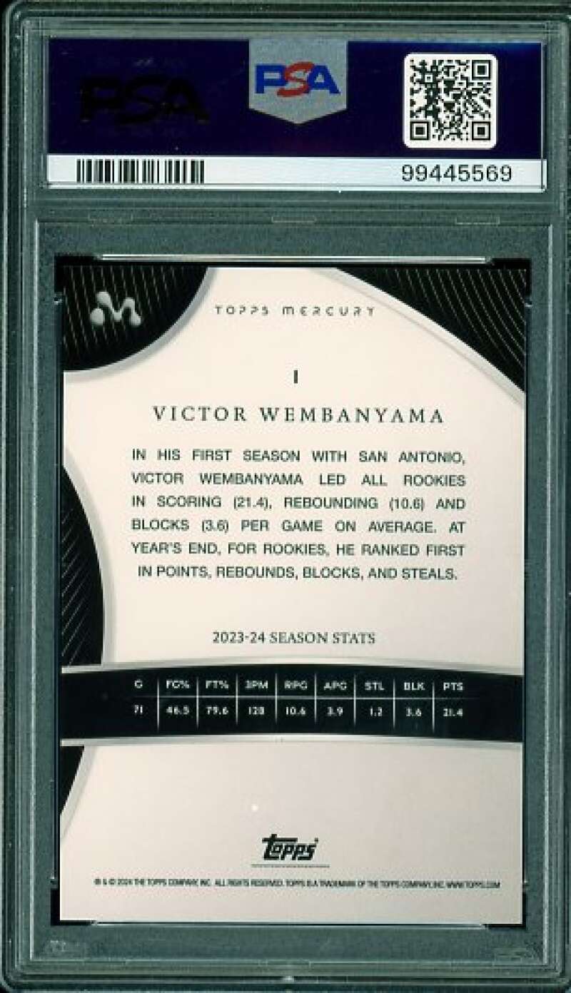 Victor Wembanyama Rookie Card 2023-24 Topps Mercury #1 PSA 9 Image 2