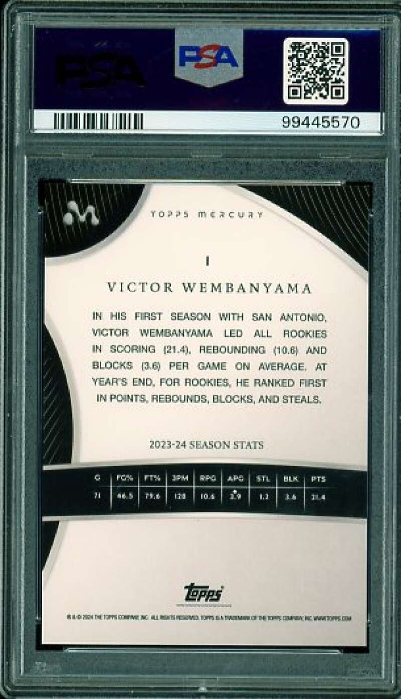 Victor Wembanyama Rookie Card 2023-24 Topps Mercury #1 PSA 10 Image 2