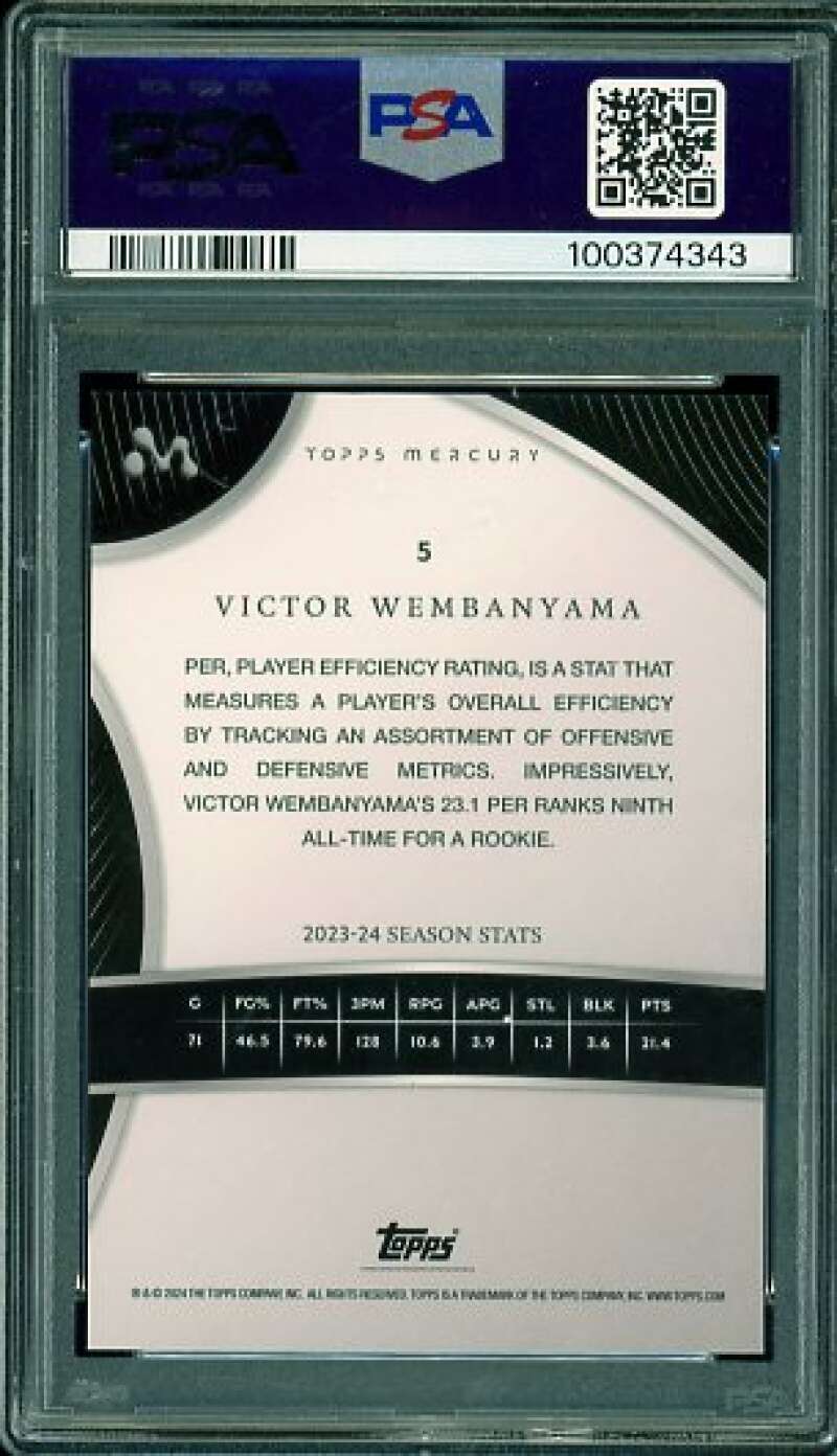 Victor Wembanyama Rookie Card 2023-24 Topps Mercury #5 PSA 10 Image 2