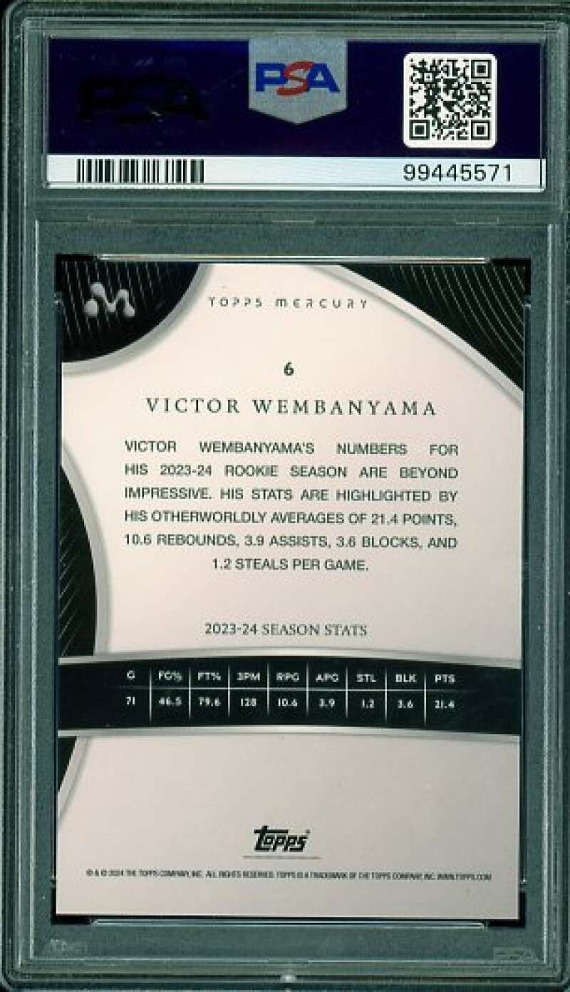 Victor Wembanyama Rookie Card 2023-24 Topps Mercury #6 PSA 9 Image 2