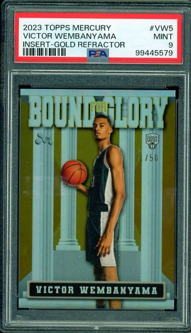 Victor Wembanyama Rookie 2023-24 Topps Mercury Gold Refractor (21/50) #5 PSA 9 Image 1