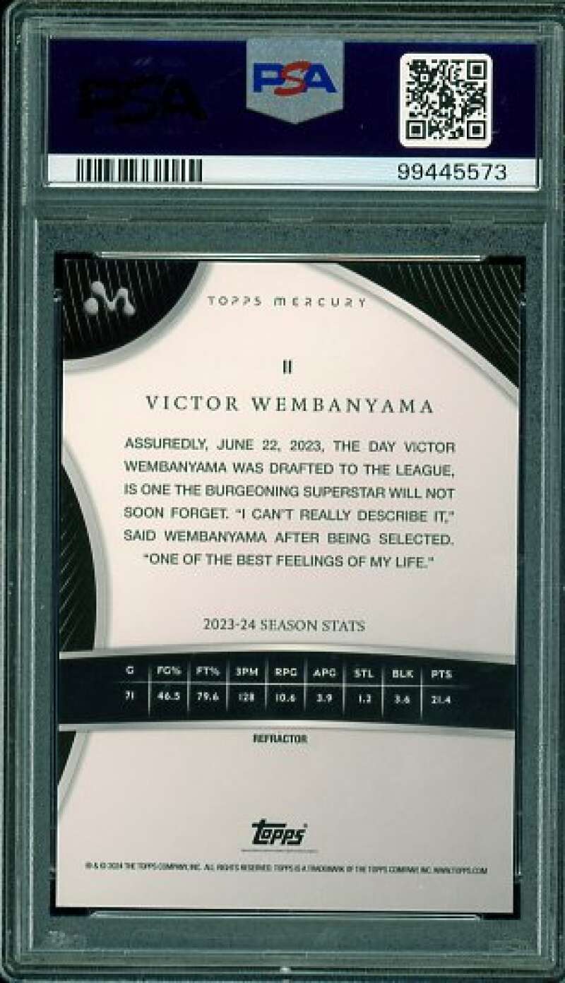 Victor Wembanyama Rookie Card 2023-24 Topps Mercury Refractor (88/99) #11 PSA 9 Image 2