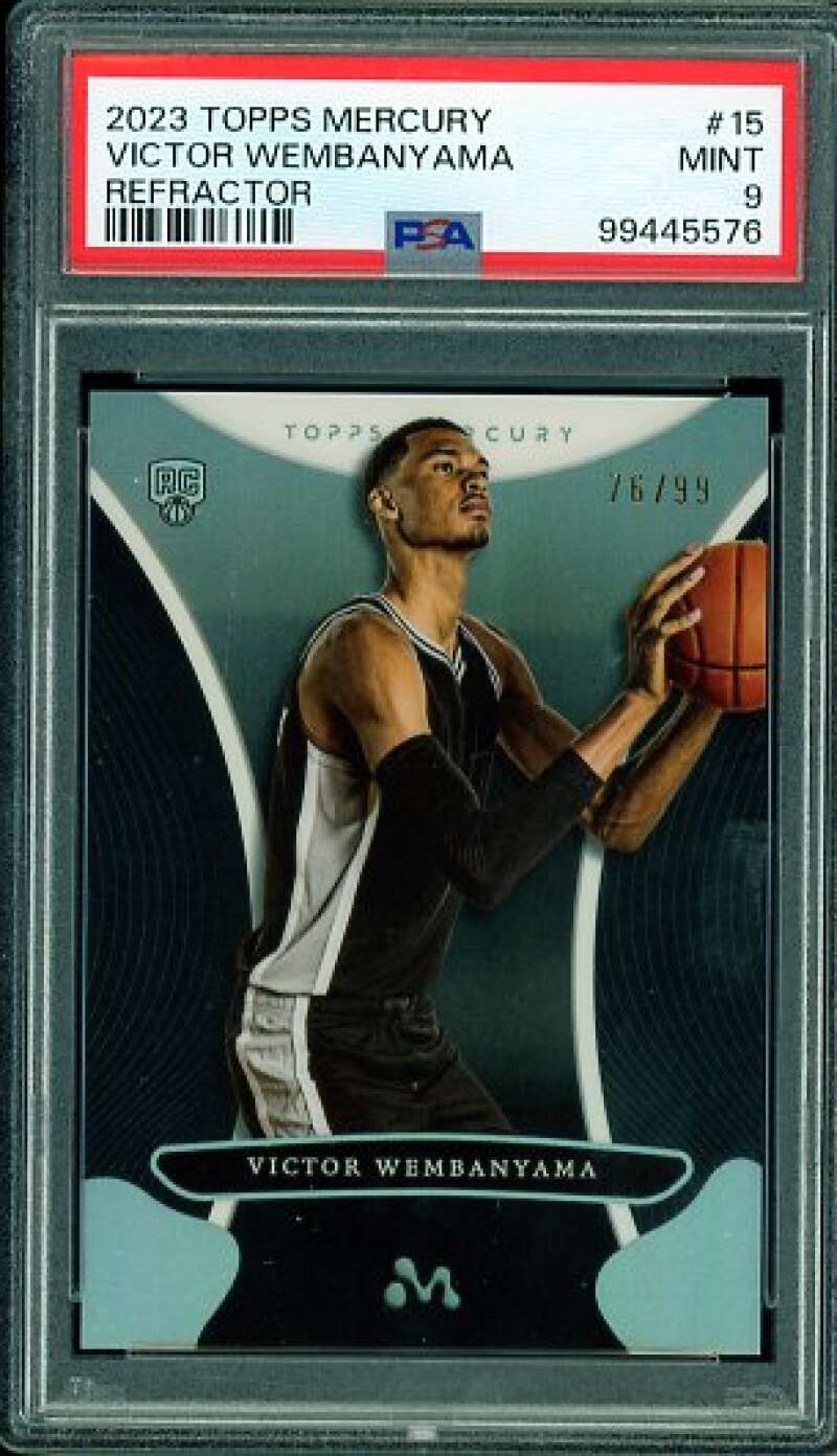 Victor Wembanyama Rookie Card 2023-24 Topps Mercury Refractor (76/99) #15 PSA 9 Image 1