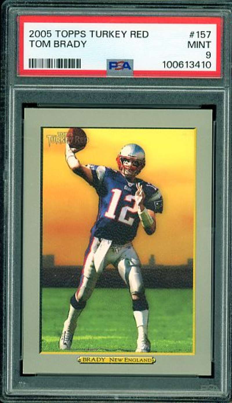 Tom Brady Card 2005 Topps Turkey Red #157 PSA 9 Image 1