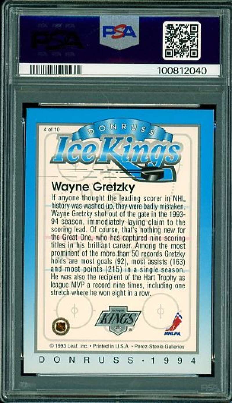 Wayne Gretzky Card 1993-94 Donruss Ice Kings #4 PSA 9 Image 2