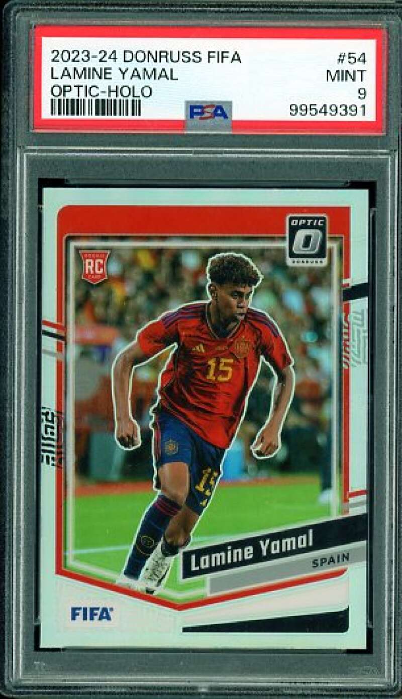 Lamine Yamal Rookie Card 2023-24 Donruss Fifa Optic-Holo #54 PSA 9 Image 1