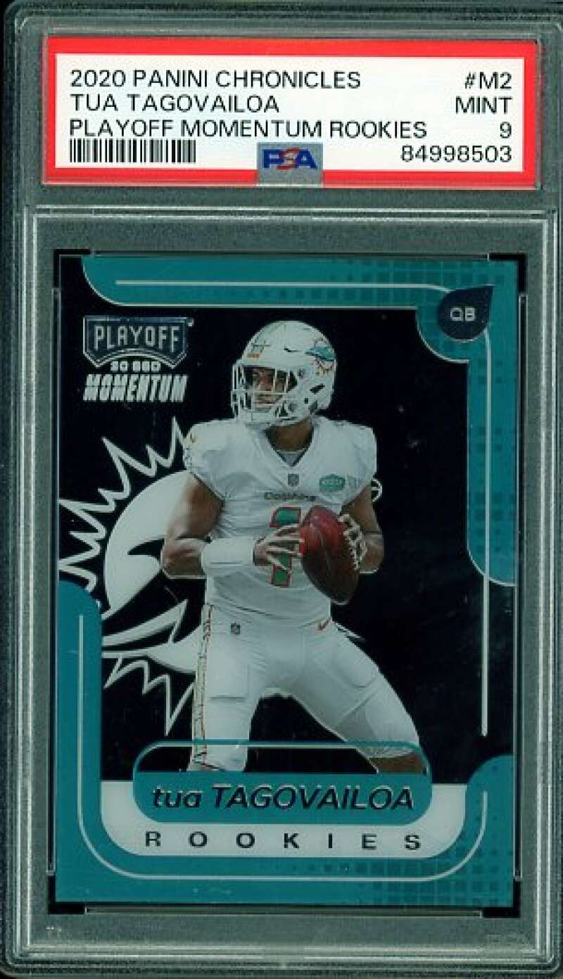 Tua Tagovailoa Rookie Card 2020 Panini Chronicles Playoff Momentum #M2 PSA 9 Image 1