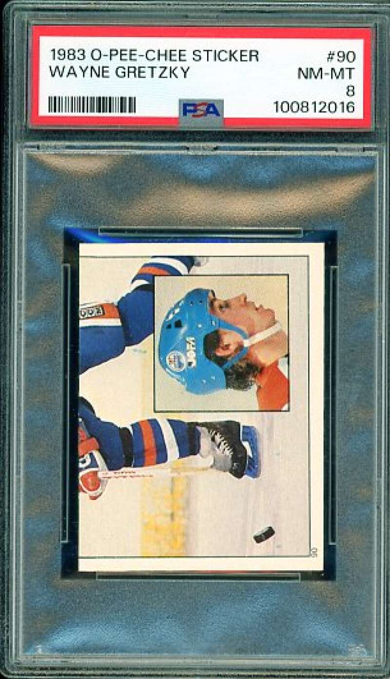 Wayne Gretzky Card 1983-84 O-Pee-Chee Sticker #90 PSA 8 Image 1