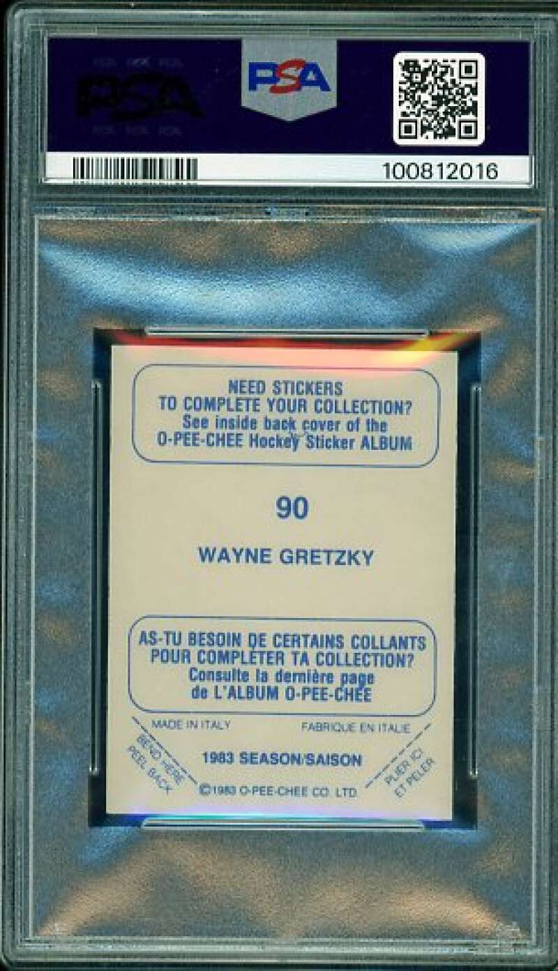 Wayne Gretzky Card 1983-84 O-Pee-Chee Sticker #90 PSA 8 Image 2