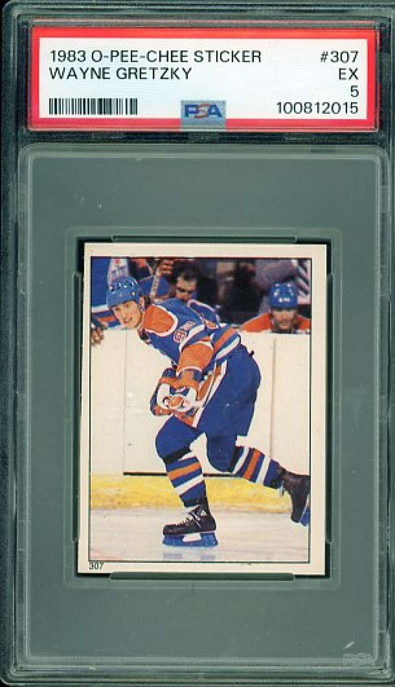 Wayne Gretzky Card 1983-84 O-Pee-Chee Sticker #307 PSA 5 Image 1