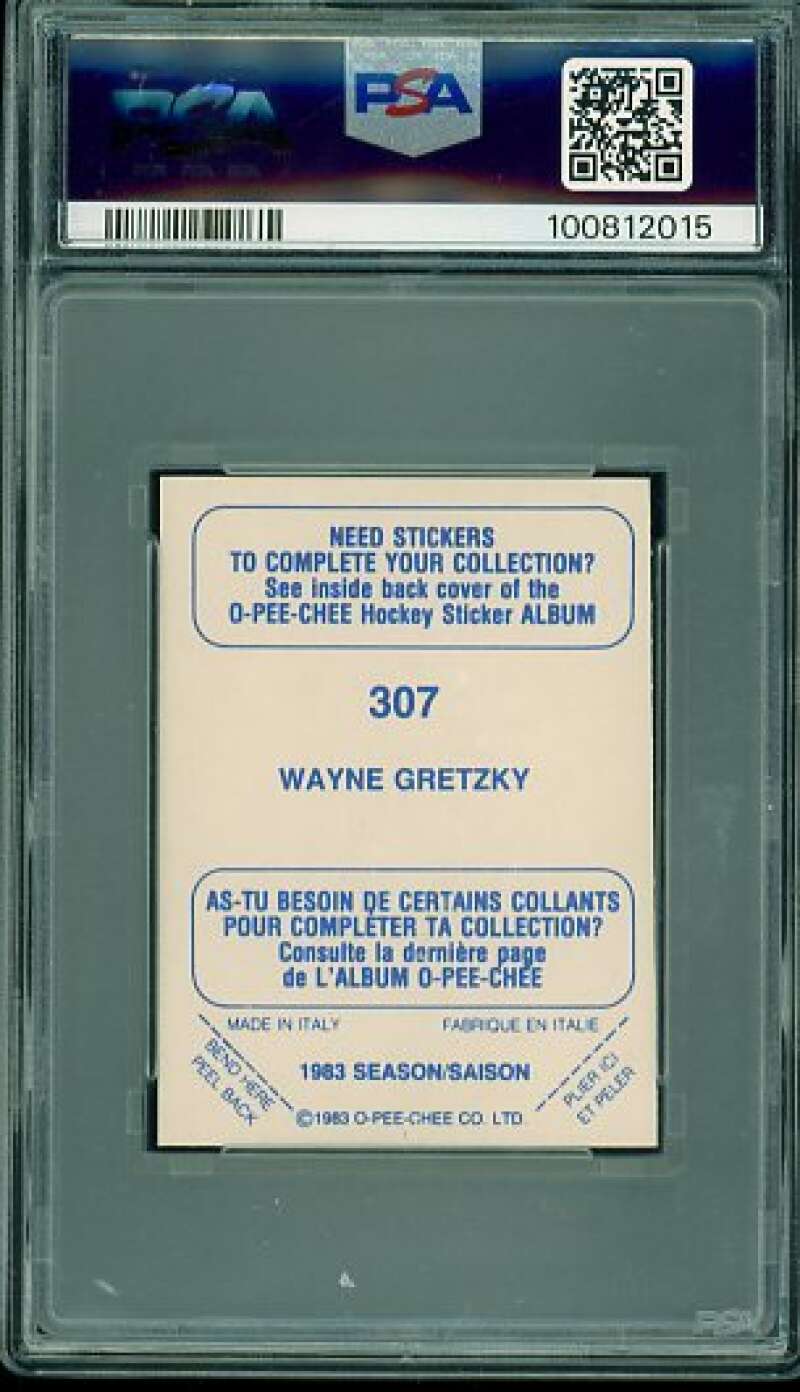 Wayne Gretzky Card 1983-84 O-Pee-Chee Sticker #307 PSA 5 Image 2