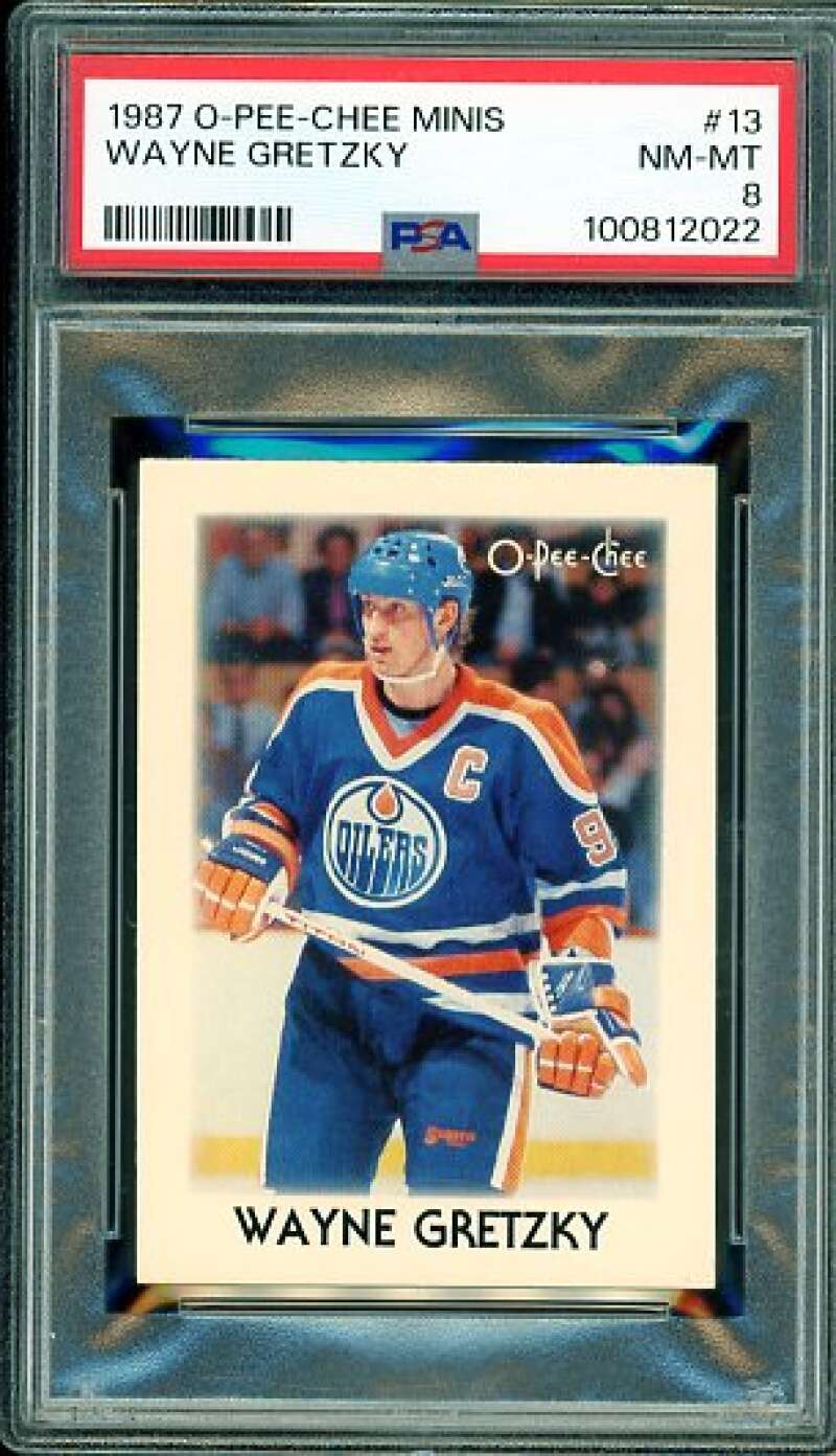 Wayne Gretzky Card 1987-88 O-Pee-Chee Minis #13 PSA 8 Image 1