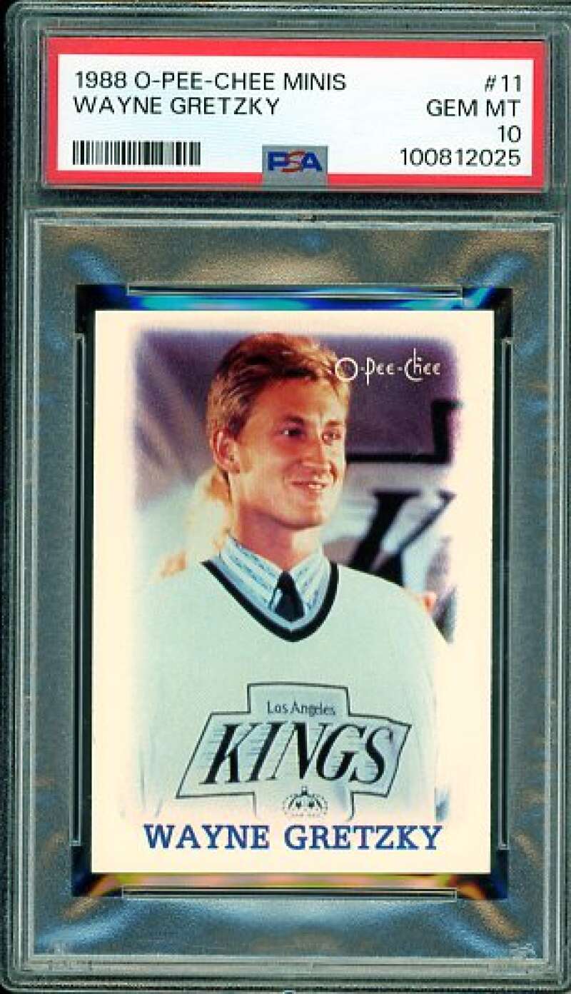 Wayne Gretzky Card 1988-89 O-Pee-Chee Minis #11 PSA 10 Image 1